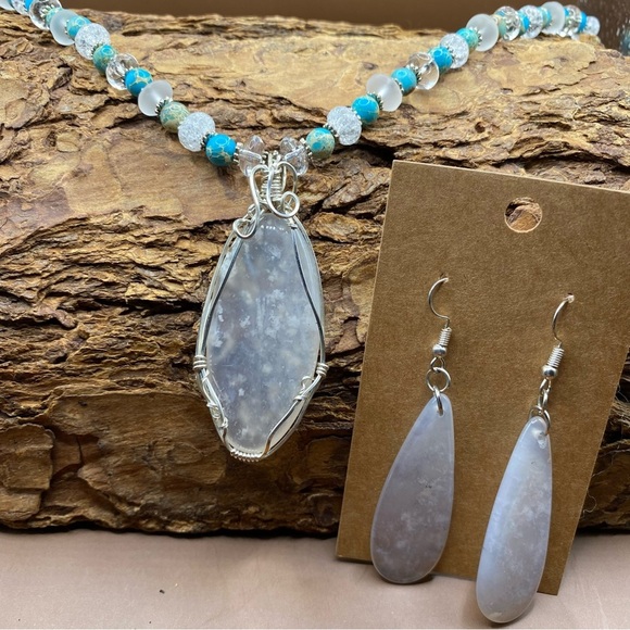 Smoky Chalcedony Necklace & Earring Set - Picture 1 of 7